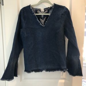 Denim Long Sleeve with Gingham Accent